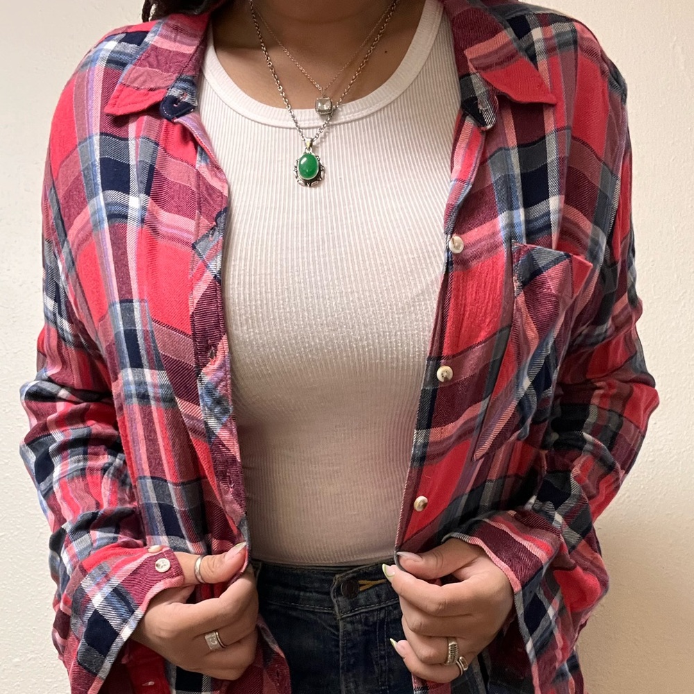 Arizona Jean Co. red & navy blue flannel - Picture 6 of 7
